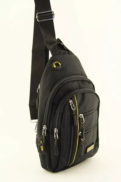 Men's Black Waterproof Canvas Crossbody and Shoulder Bag