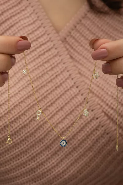  Sterling Gold Luck Necklace for Women Silver Necklace