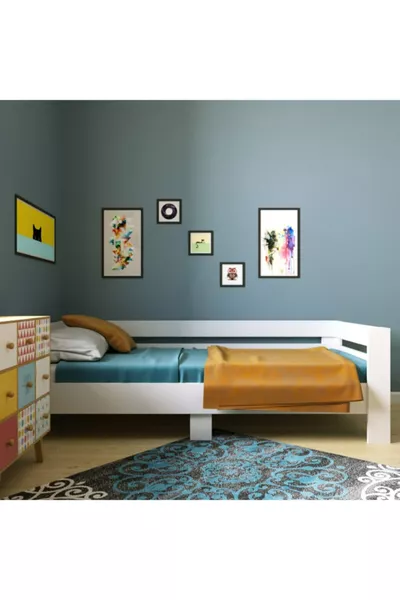 Кровать с основанием (ЭЛЕГАНТНЫЙ ВИД, ПРОСТАЯ СБОРКА) - угловая (ДСП)