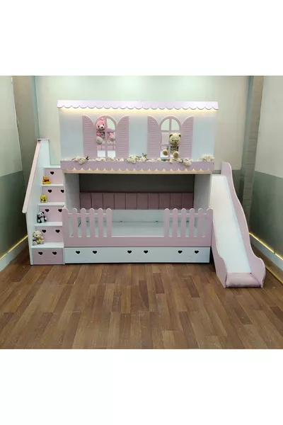 Alaçatı bunk bed with slides and a small bed