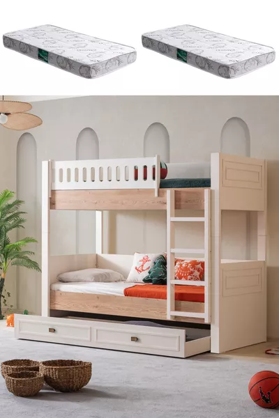 Кровать-чердак, двухъярусная кровать Zenit Yavrulu с 2 комфортными матрасами