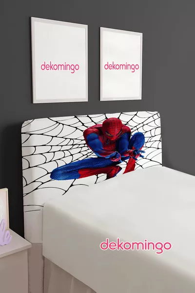 White Spider-Man Web Pattern Bed Headboard Cover (Single)