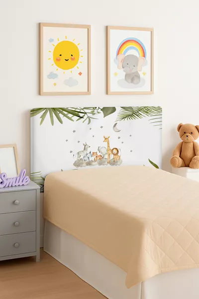 Safari Schattige Dieren Patroon Bedbasis Hoofdeinde Hoes