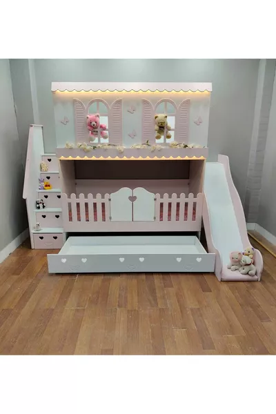 Alaçatı Bunk Bed with Slide and Small Bed