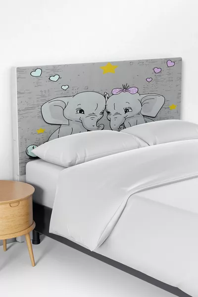Cute Elephant Pattern Children's Bed Base Headboard Cover