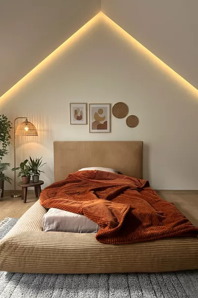 سرير ضيف دوبويد مع قاعدة وتاج ومرتبة منقوشة مزدوجة + سرير توأم