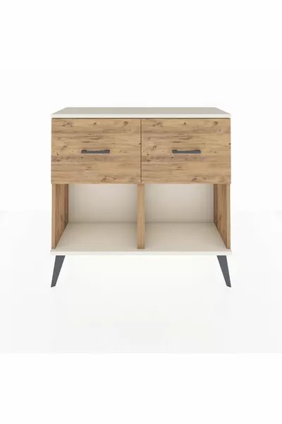 خزانة أرجيس ذات درجين من خشب الصنوبر / خشب الصنوبر والرخام الرملي