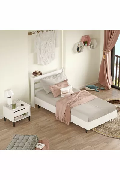 غرفة نوم شباب أوشن طقم من قطعتين أبيض -W