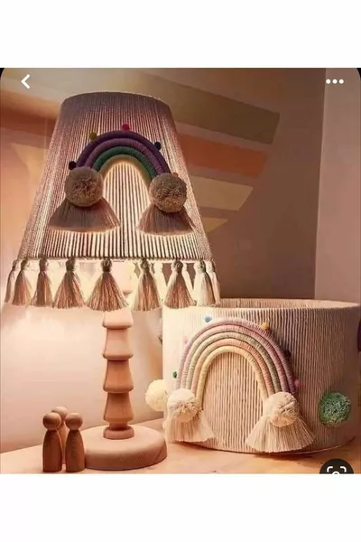 macrame chandelier/lamp set