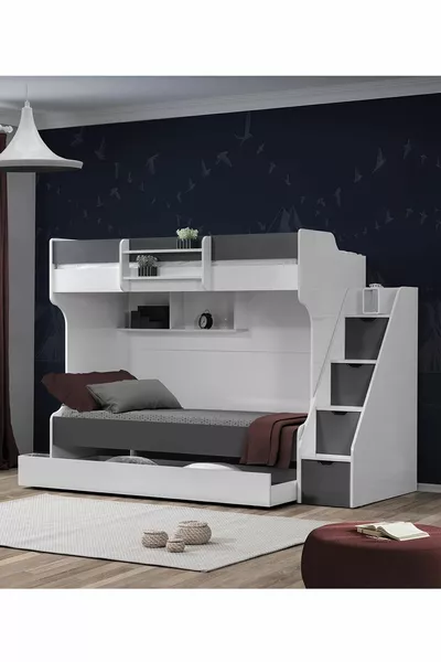 Кровать-чердак, Кровать-чердак с ящиком Кардем - Антрацит