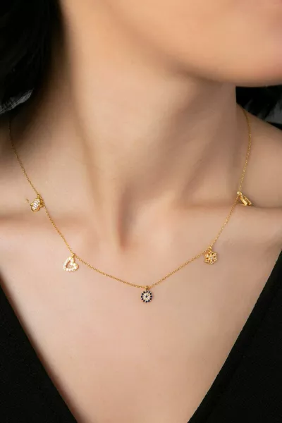 Women's Luck Model Adjustable Silver Necklace