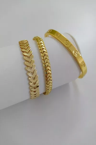 Damen Goldfarbenes Fischgrät-Muster Gliederarmband Raupenmuster Glattes CRT-Modell Edelstahl-Kombinationsarmband, das nicht anläuft