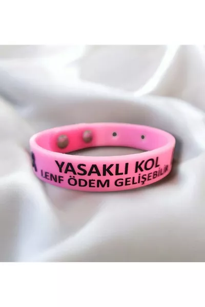 Meme Kanseri Farkındalık Bilekliği Lenf Ödem Bilekliği Yasaklı Kol Uyarı Bilekliği  (BOYASI ÇIKMAZ)