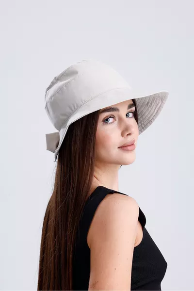 UV + Sun Protected Women's Bucket Visor Hat with Bow Detail (Adjustable Size)