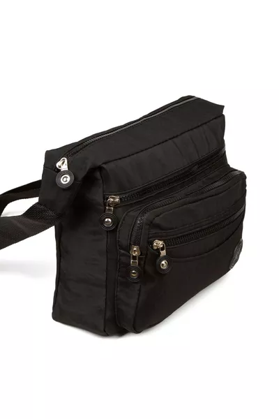 Damen Schwarze Umhängetasche mit Querriemen