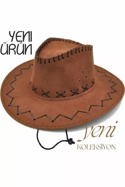 قبعة كاوبوي بنية (مصممة للعرض) مناسبة للأطفال