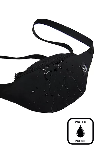 Unisex Schwarze wasserfeste Taillen- und Schultertasche aus Stoff