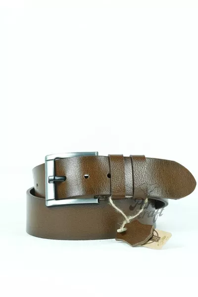 Genuine Buffalo Leather Men's Belt 4.5 cm Tan Jeans Casual Belt