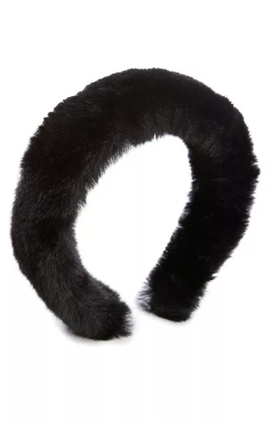 Black Plush Furry Crown