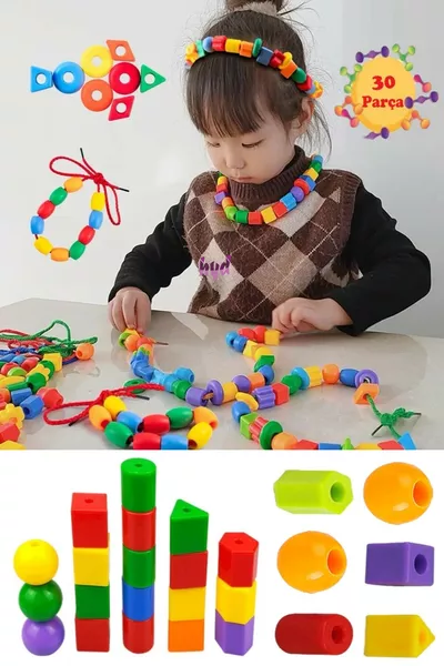 Парче Лайнъп Мъниста Геометрични Форми Цвят Умение Игра с нанизване на мъниста Образователна играчка