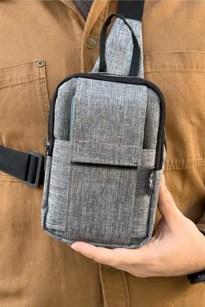 Vicenza Bodybag Brusttasche Wasserdicht Leinenstoff Crossbody Bauchtasche Schultertasche Grau