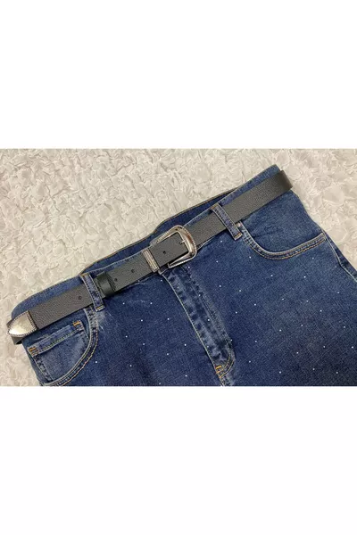 حزام من الجلد الصناعي بنقشة