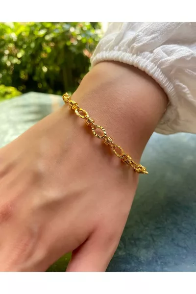 Damenarmband mit spezieller Beschichtung, geprägtem elliptischem Knoten, Verbindungskette, verstellbar