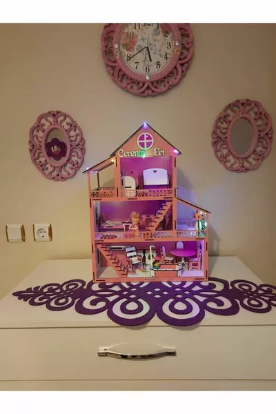 Wooden Playhouse Dollhouse with Fairy LED Gift