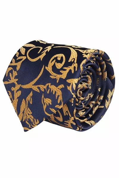 Handmade 8 cm Yellow - Navy Blue Patterned Tie Handkerchief