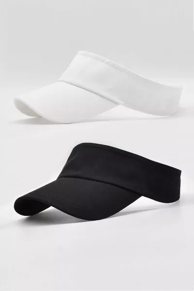 Casquette de sport pour femme avec visière de tennis, protection solaire pour la plage, lot de 2, noir et blanc