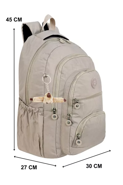 Luxury Crinkle Fabric High School and Middle School Backpack, Crinkle School Bag, Comes with Monkey Keychain Gift