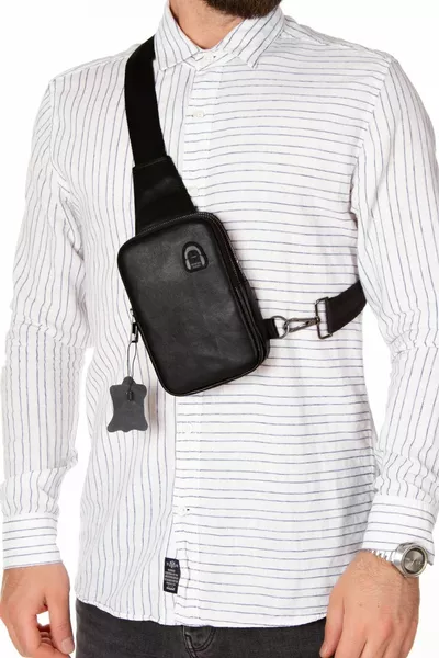 Sac bandoulière en cuir véritable avec compartiment pour téléphone et sortie pour écouteurs Polo, style récent