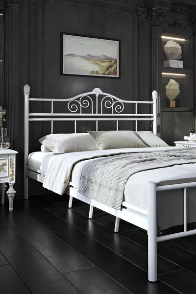 Lit double en métal King Ferforje Blanc