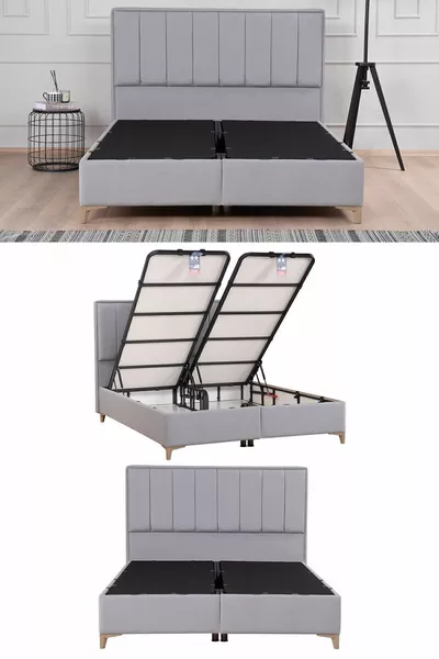 Gold Therapy Sandıklı Baza Başlık Seti Gri(YATAK DAHİL DEĞİLDİR)