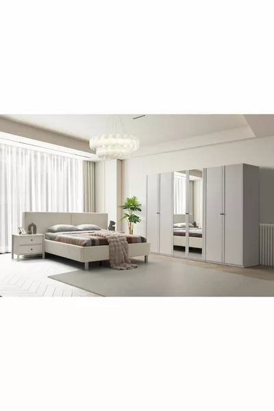 Folt Beige 6-Door Bedroom Set