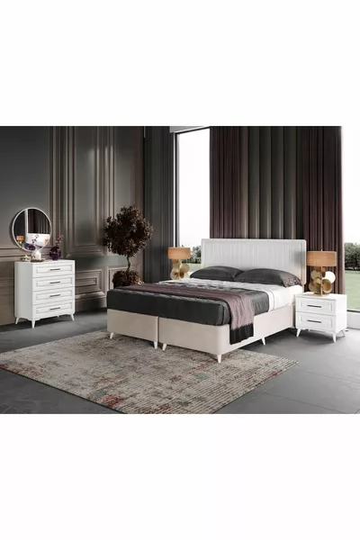 Ücretsiz Montaj Sanat 6 Kapaklı Komple Mdf Beyaz Yatak Odası Takımı