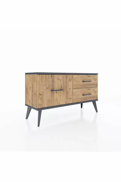 خزانة أرجيس بثلاثة أدراج خشب الصنوبر-أنثراسيت/صنوبر