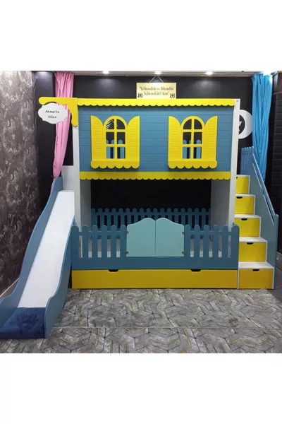 سرير بطابقين مع سرير طفل مع شريحة ألاجاتي