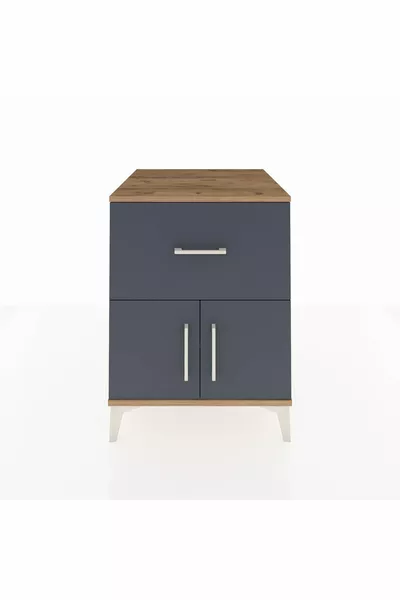 خزانة كرونوس ذات رف واحد ودرج واحد وبابين خشب الصنوبر-أنترست