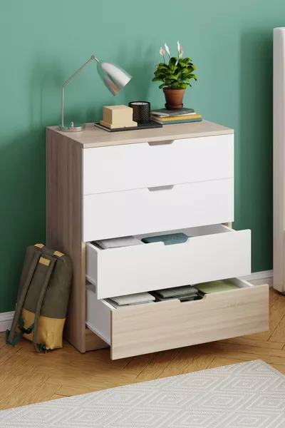 Lento 4-Drawer Dresser Bedroom Baby Room White Oak