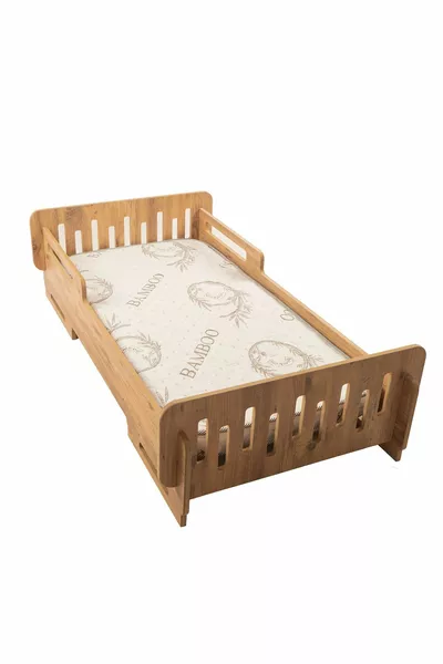 Babykinderbed-Babymatras-Kindervloerbed-Babykindervloerbed-Bed-Matras-MDF-Walnoot