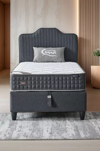 نموذج مناكشة سرير مفرد مضاد للبكتيريا بكامل تقويم العظام، مع قاعدة ورأس سرير، مجموعة من 3 قطع