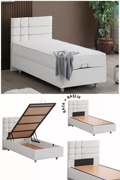 Double Bed Set in Alma, Single Bed Base and Headboard Set