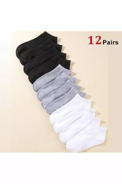 “-Pack Unisex Ankle Socks Set – 3 Colors, Cotton, Breathable, Non-Sweat, For Daily Use”