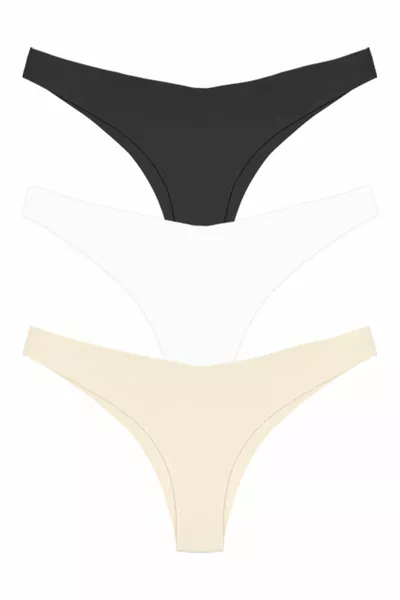 Basis Laser Cut Dames Braziliaanse Slip Zonder Sporen 3-Delig Pak - 5