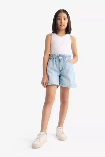 Girls' Paperbag Jean Shorts SM