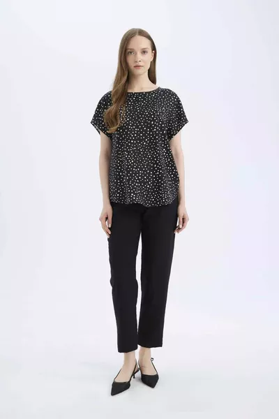 Jogger Fit Cepli Düz Paça Yüksek Bel Keten Görünümlü Pantolon SP