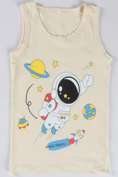 Boys' 3-Pack Tank Tops with Astronaut Print, % Cotton