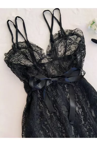 Black Stephanie Nightgown Lingerie Set