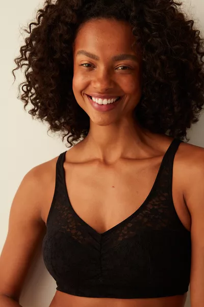 #لا ملابس داخلية صدرية دانتيل سوداء بدون سلك